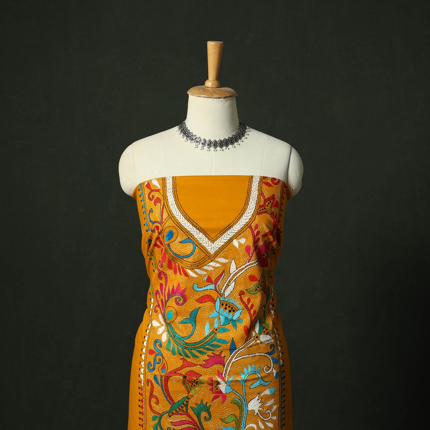 Bengal nakshi kantha hand embroidered cotton unstitched