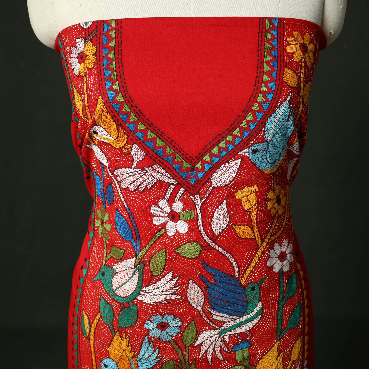 Bengal nakshi kantha hand embroidered cotton unstitched