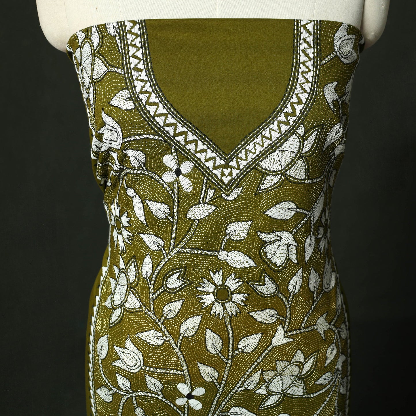 Bengal nakshi kantha hand embroidered cotton unstitched