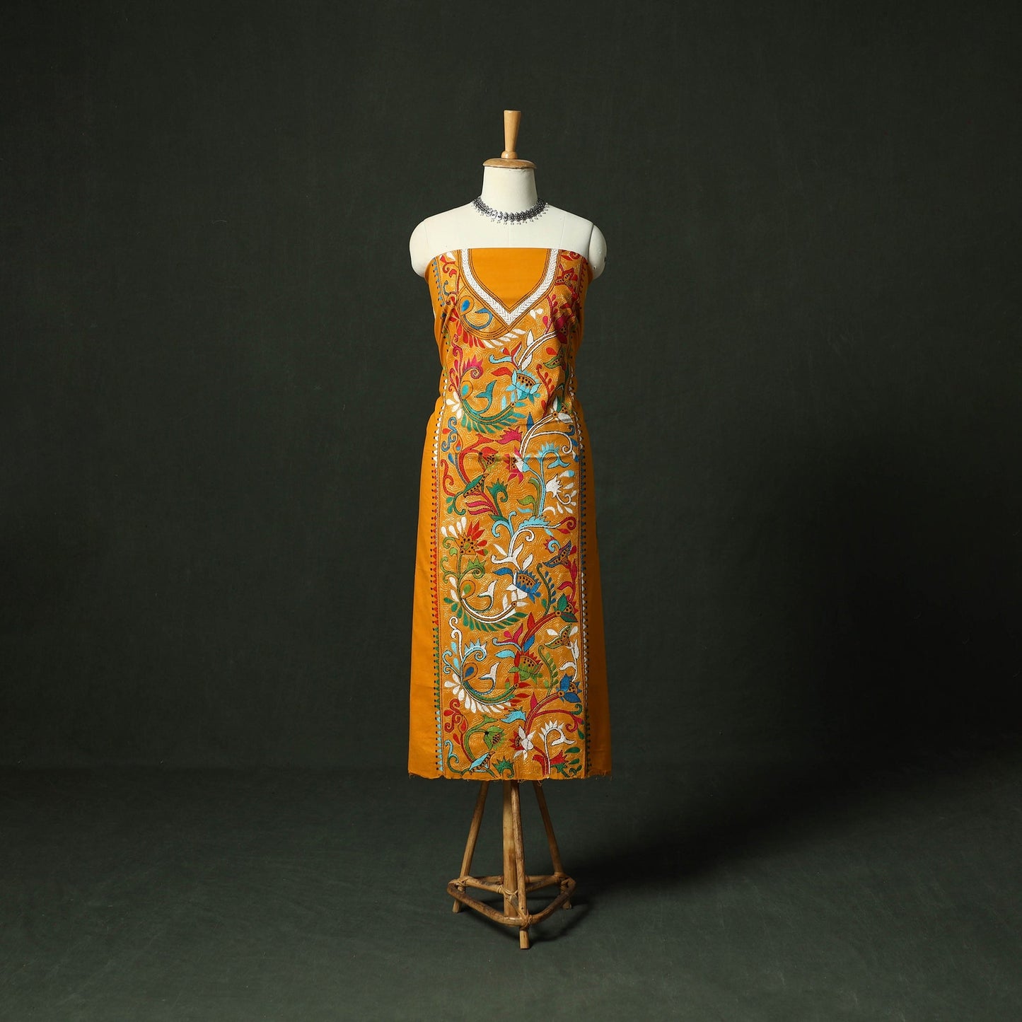 Bengal nakshi kantha hand embroidered cotton unstitched