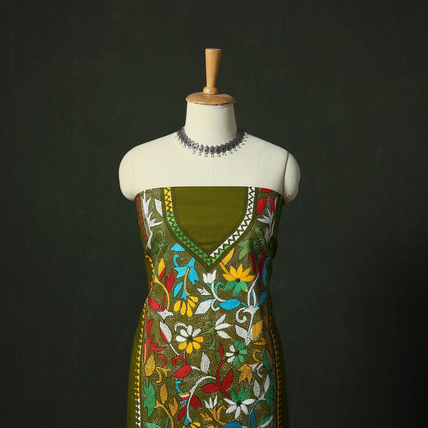 Bengal nakshi kantha hand embroidered cotton unstitched