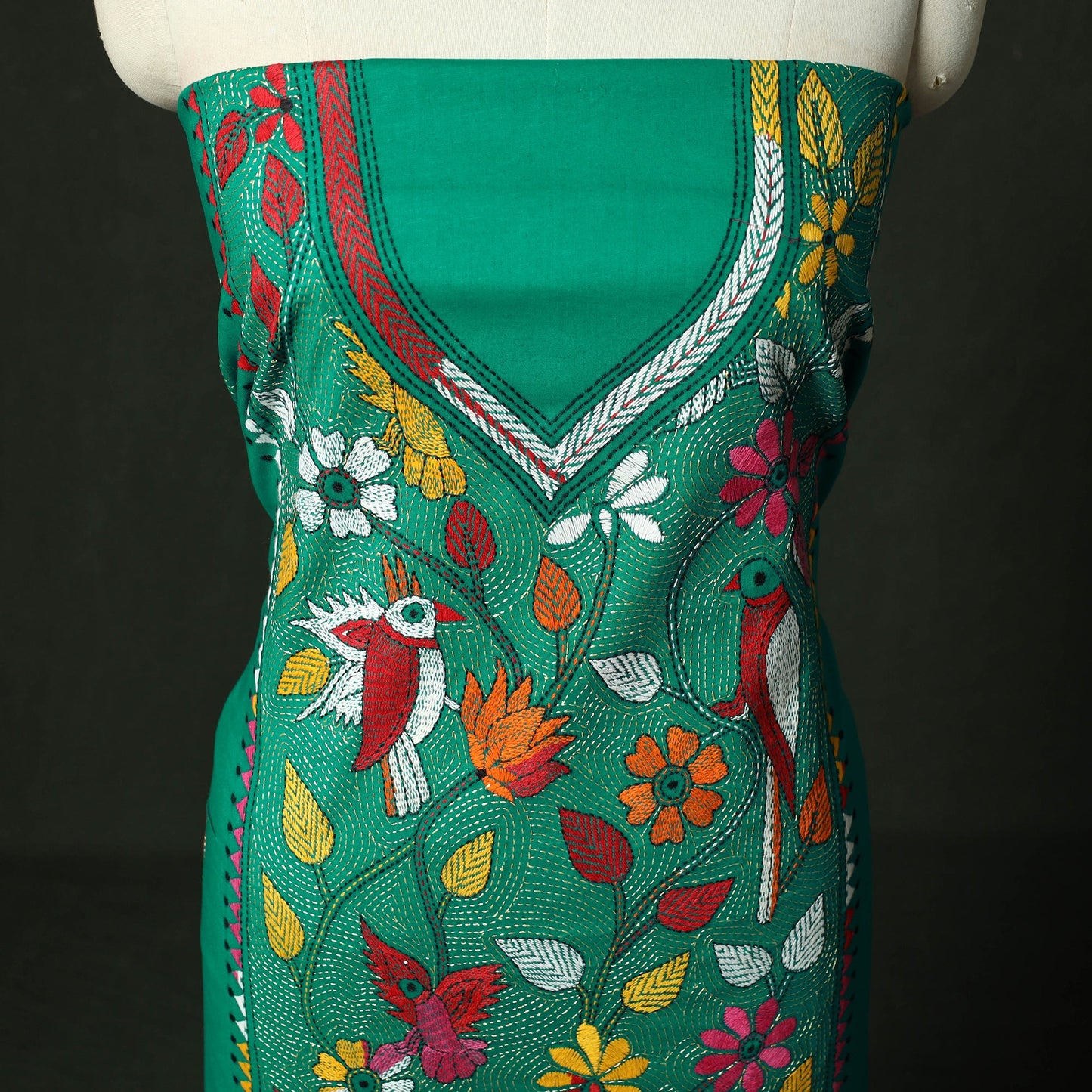 Bengal nakshi kantha hand embroidered cotton unstitched