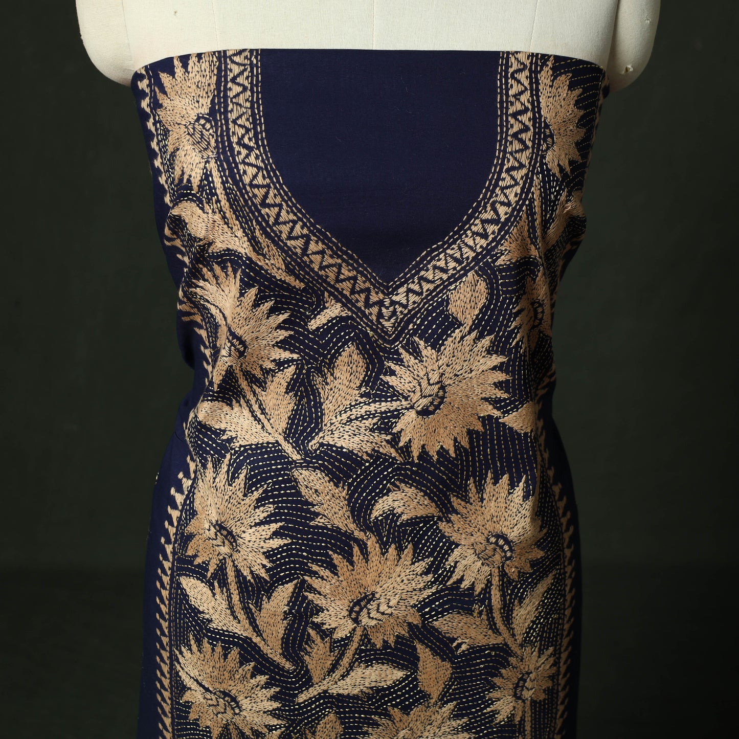 Bengal nakshi kantha hand embroidered cotton unstitched