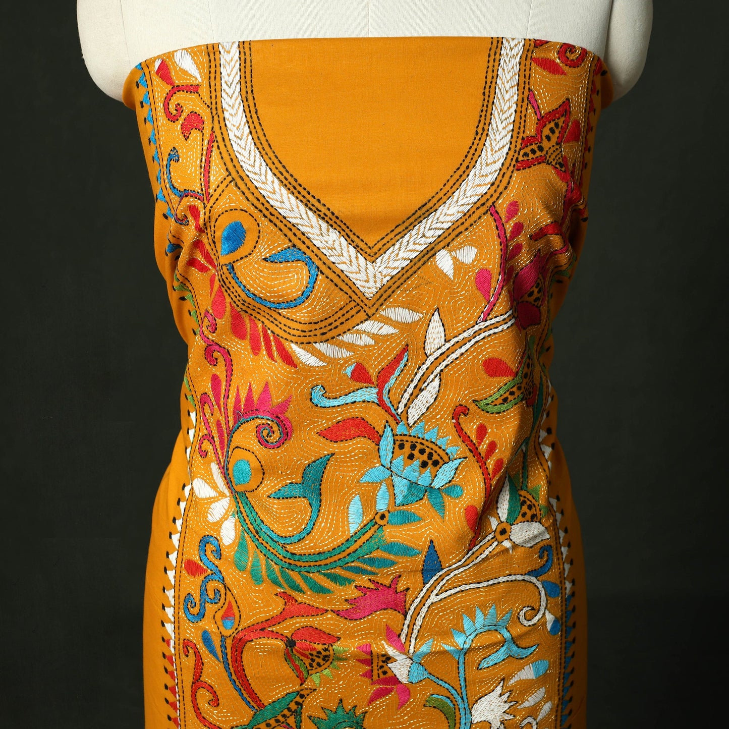 Bengal nakshi kantha hand embroidered cotton unstitched