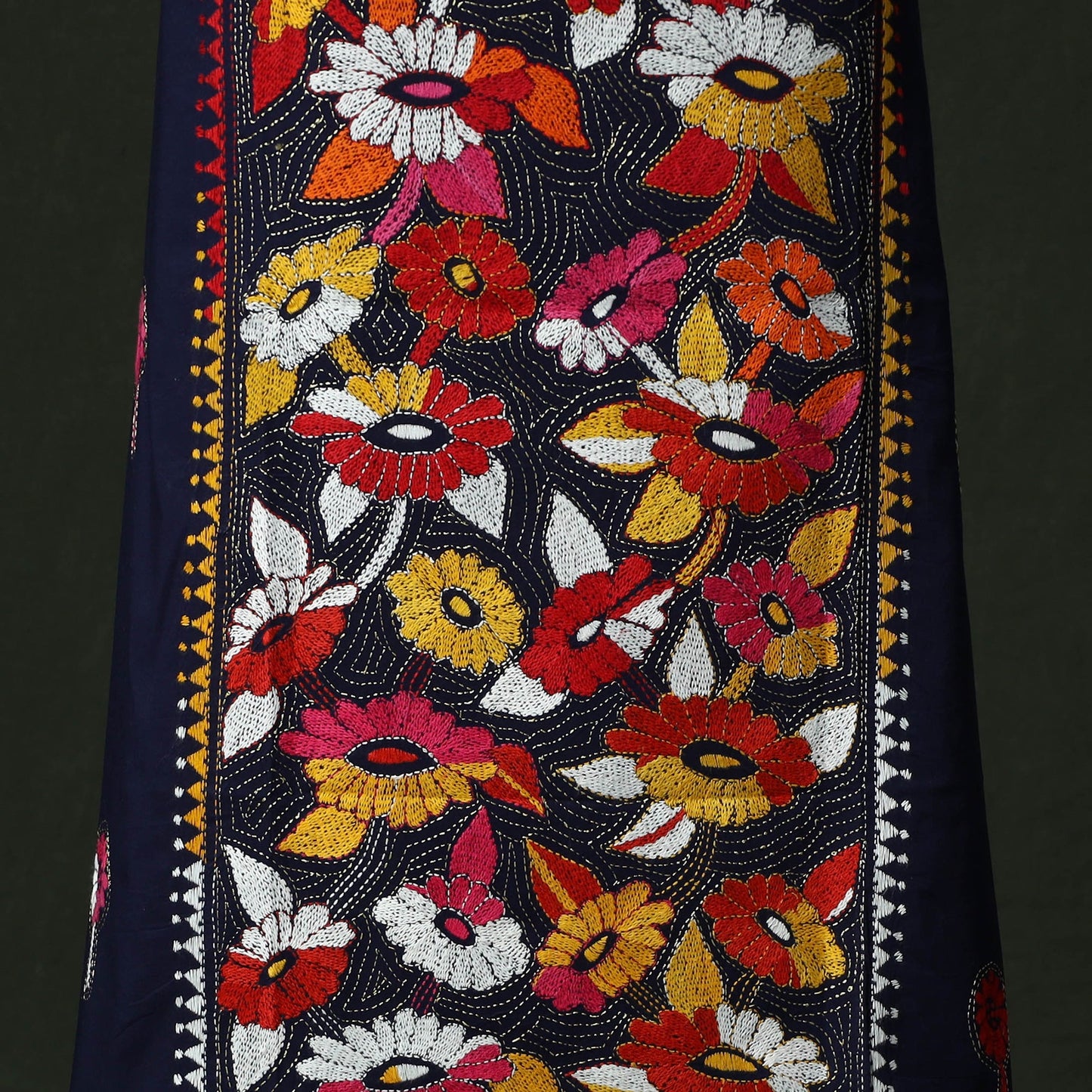 Bengal nakshi kantha hand embroidered cotton unstitched