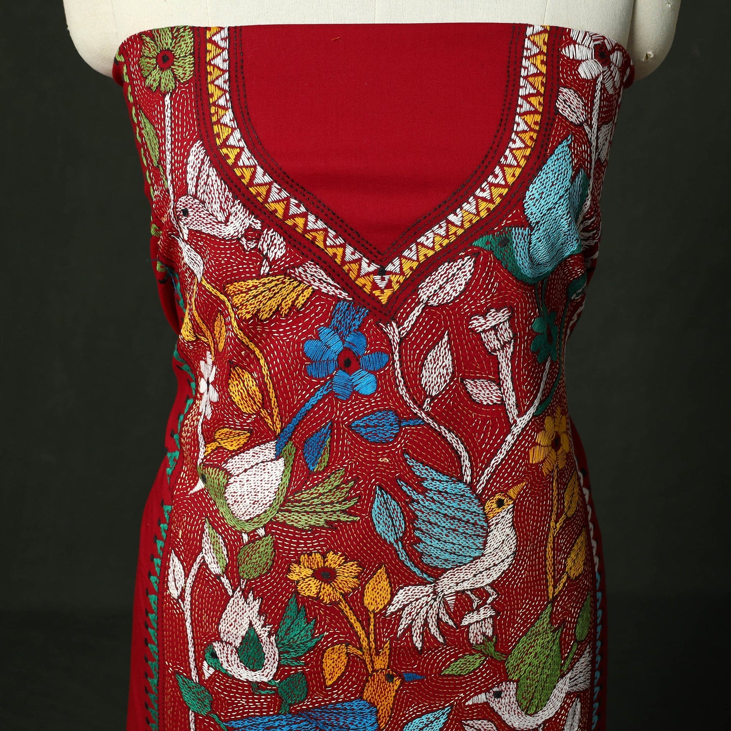 Bengal nakshi kantha hand embroidered cotton unstitched