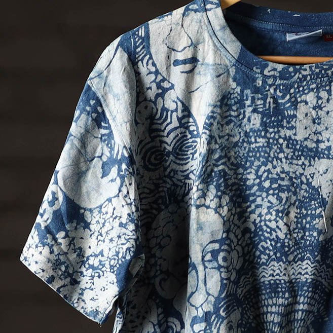 Bindaas Block Art Printed Cotton Unisex Round Neck T-shirt