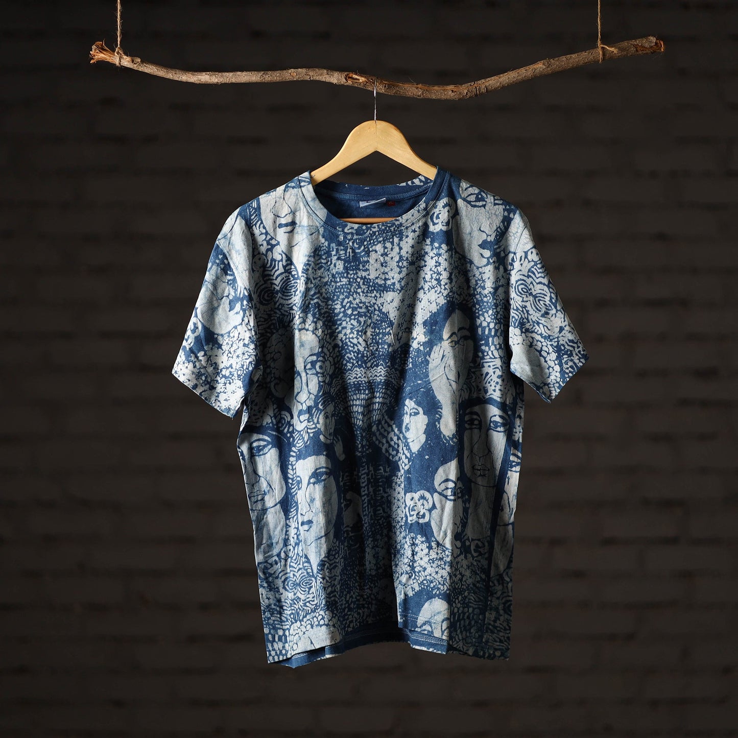 Bindaas Block Art Printed Cotton Unisex Round Neck T-shirt