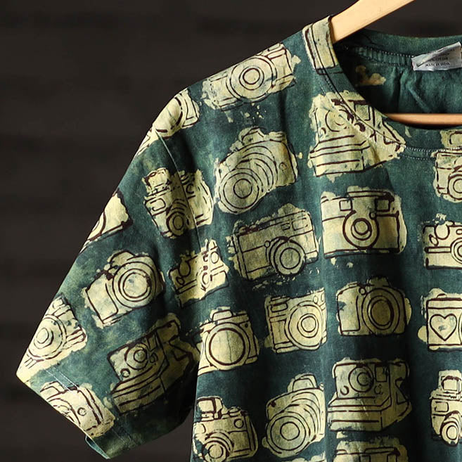 Bindaas Block Art Printed Cotton Unisex Round Neck T-shirt
