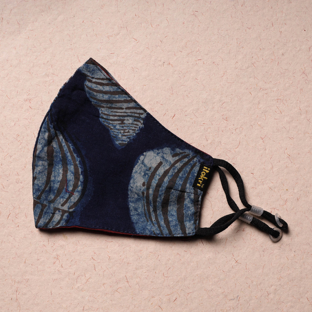 Bindass Block Printed Cotton 3 Layer Snug Fit Face Cover