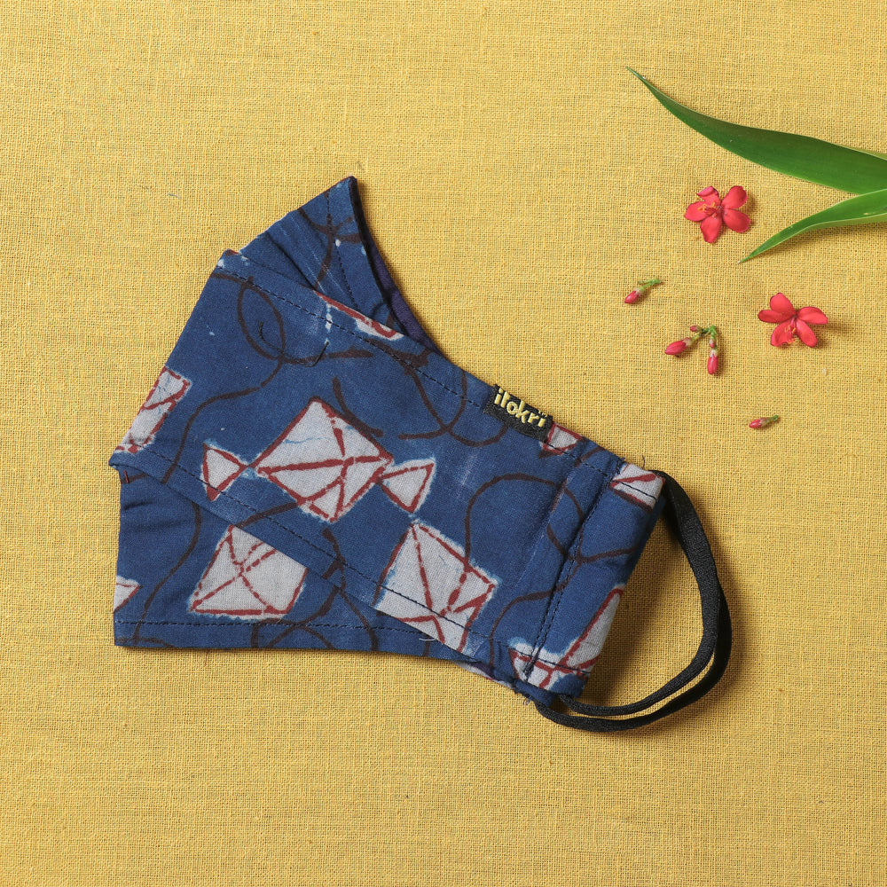 Bindaas Block Print Cotton 3 Layer Snug Fit Face Cover