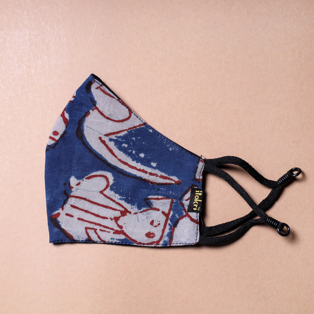 Bindass Block Print Cotton 3 Layer Snug Fit Face Cover