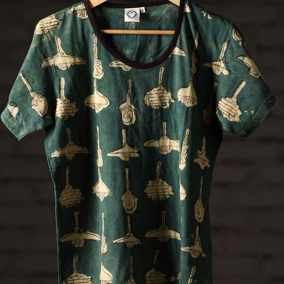 Bindaas hand printed cotton women round neck t-shirt 82