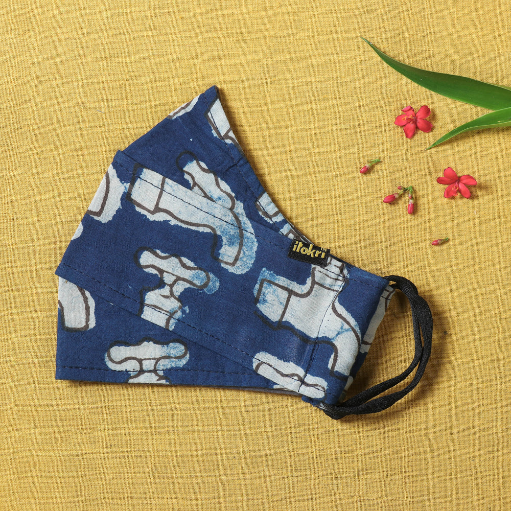 Bindaas Block Printed Cotton 3 Layer Snug Fit Face Cover