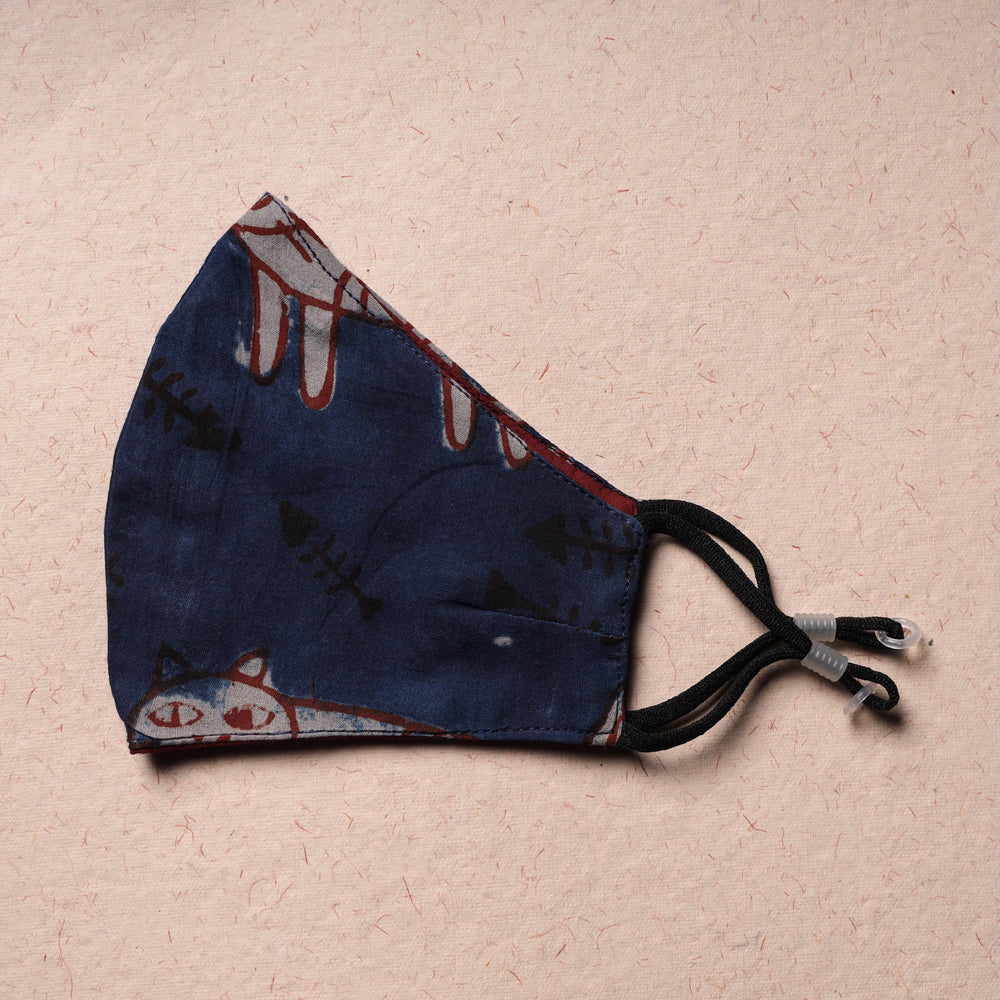 Bindass Block Printed Cotton 3 Layer Snug Fit Face Cover
