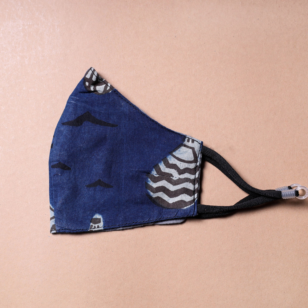 Bindass Block Printed Cotton 3 Layer Snug Fit Face Cover
