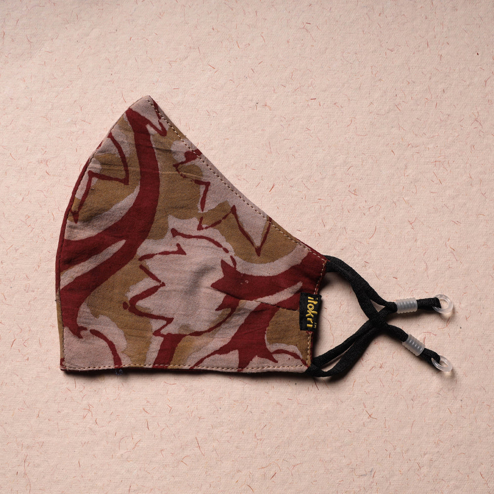 Bindass Block Printed Cotton 3 Layer Snug Fit Face Cover