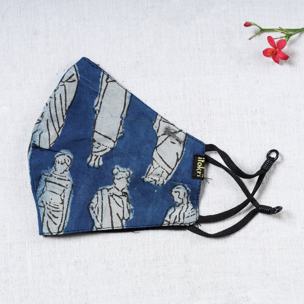 Bindaas Block Printed Cotton Snug Fit Face Cover