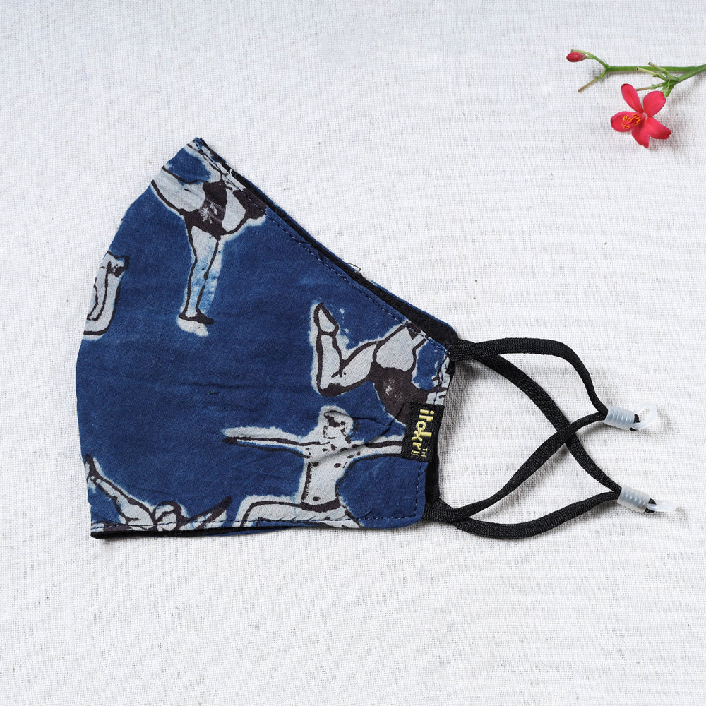 Bindaas Block Printed Cotton Snug Fit Face Cover