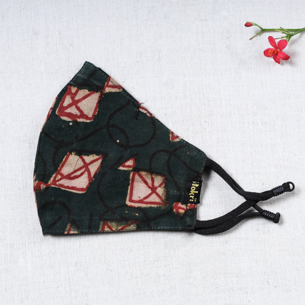 Bindaas Block Printed Cotton Snug Fit Face Cover