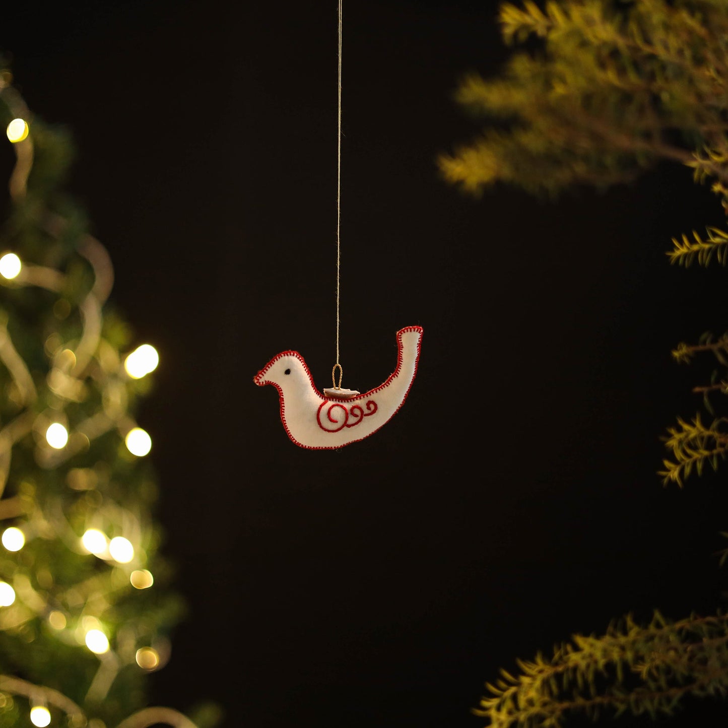 Shop Bird - Handmade Threadwork Stuffed Christmas Ornament