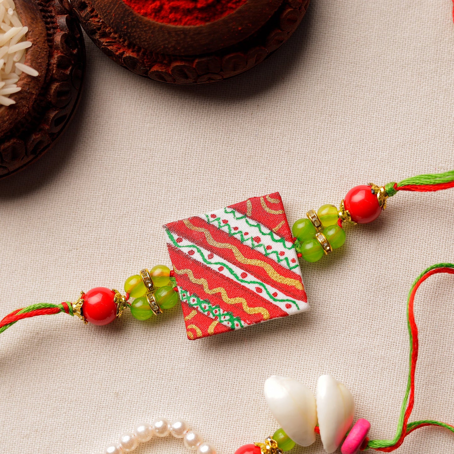 Bishnupur Handpainted Fabric Rakhi & Lumba Set 02