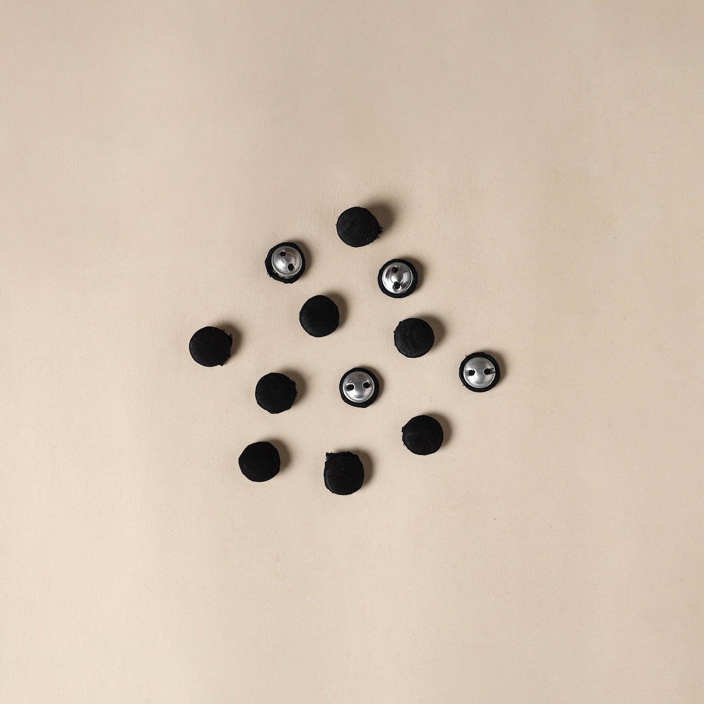 Black Handmade Fabric Button Set Small at iTokri