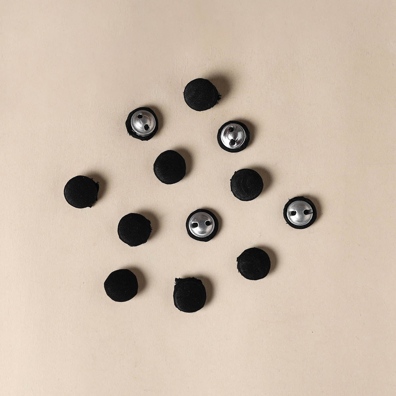 Black Handmade Fabric Button Set Small at iTokri
