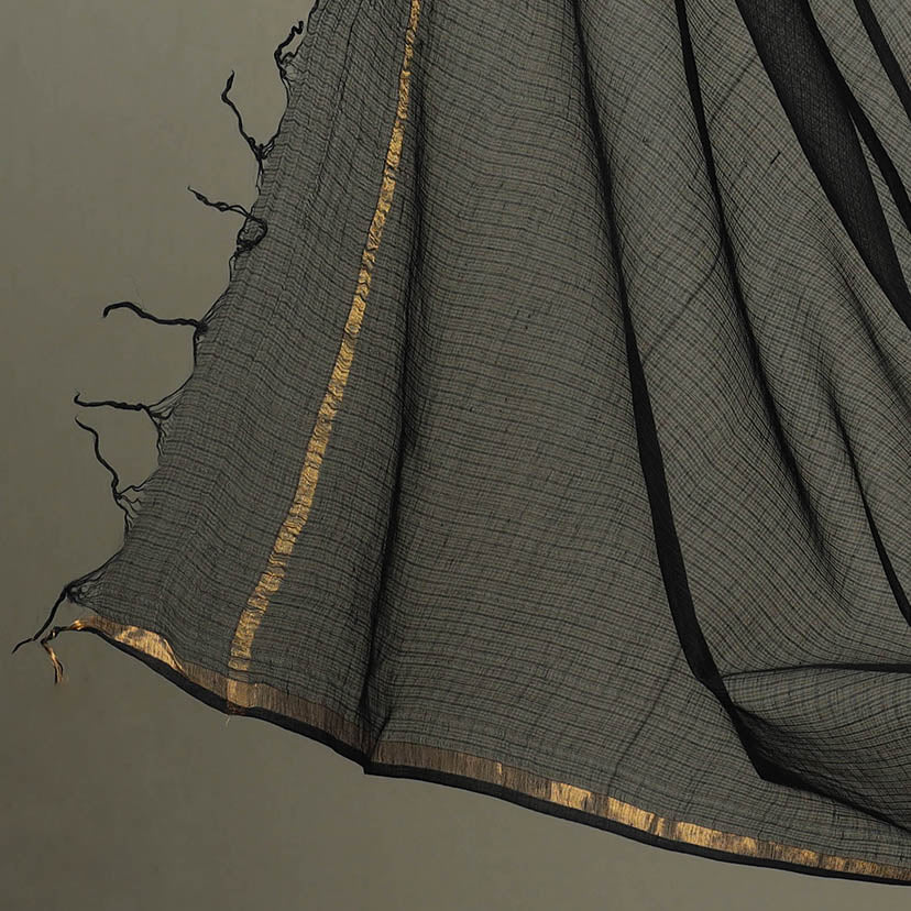 2pc Cotton Black Bagru Print Kurta with Plain Dupatta