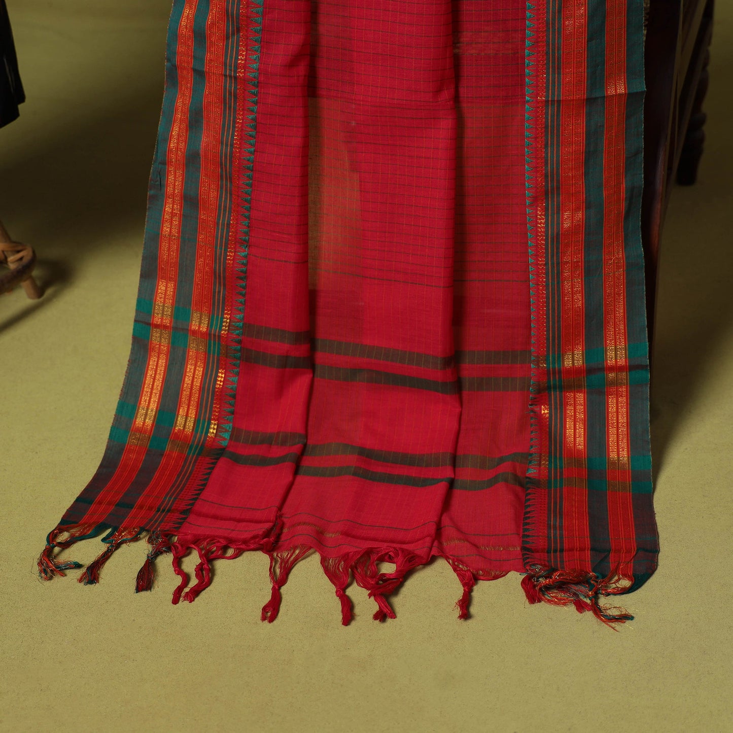 Black - 2pc cotton unstitched pochampally ikat dress