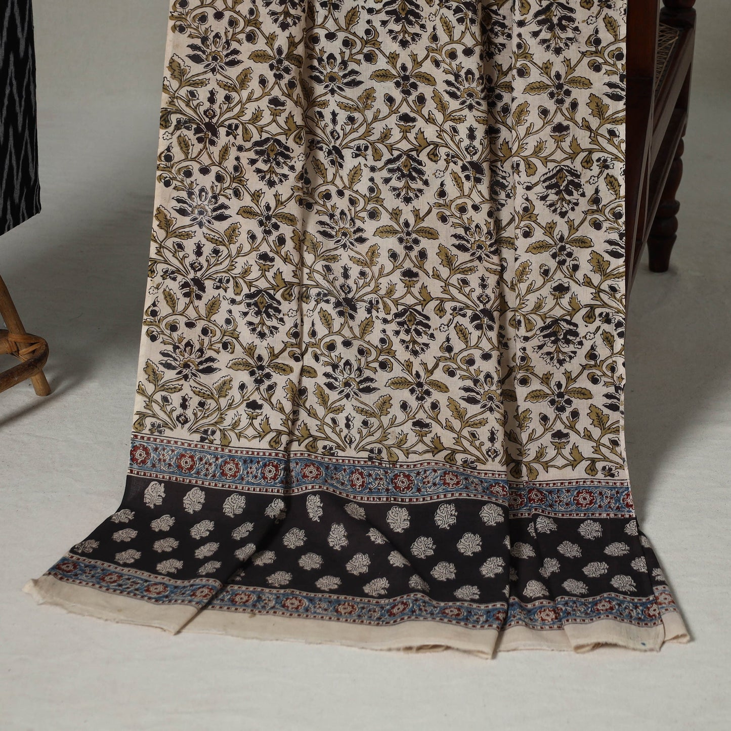 Black - 2pc unstitched cotton pochampally ikat dress