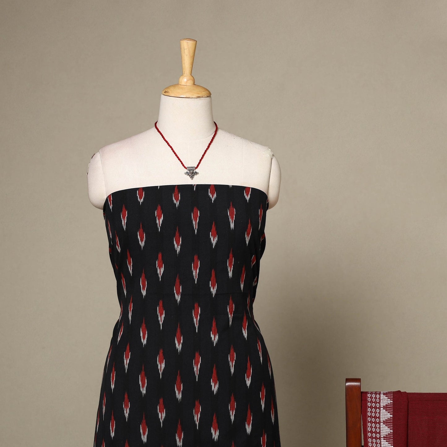 Black - 2pc unstitched pochampally double ikat dress