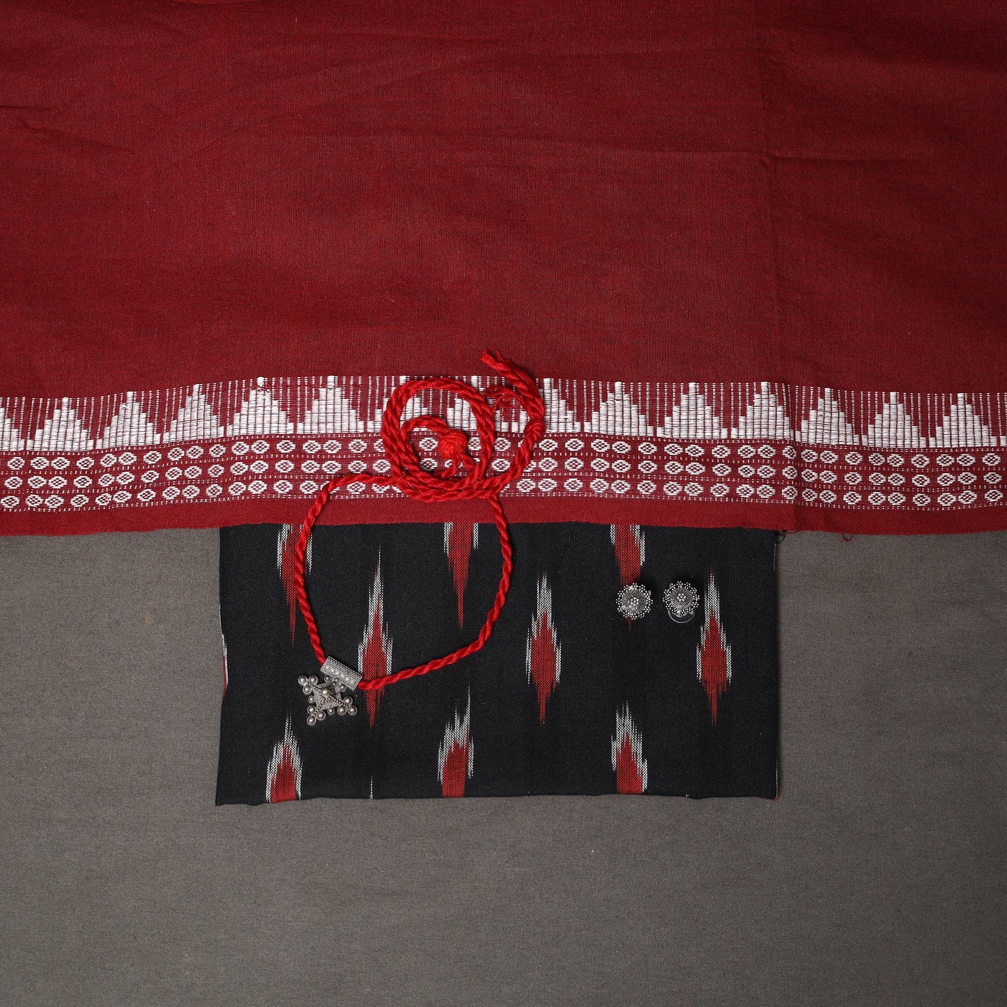 Black - 2pc unstitched pochampally double ikat dress