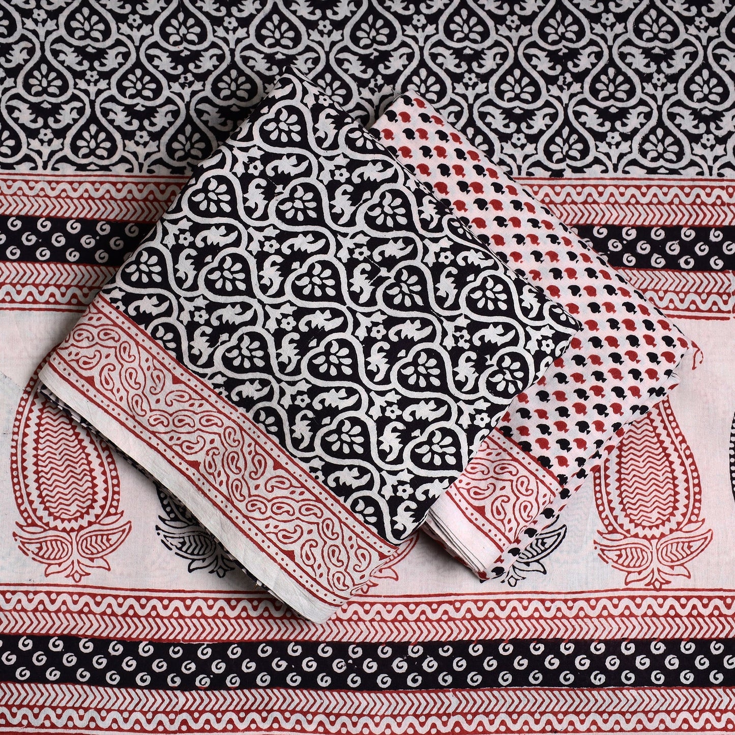 3pc Bagh Print Cotton Dress Material Set