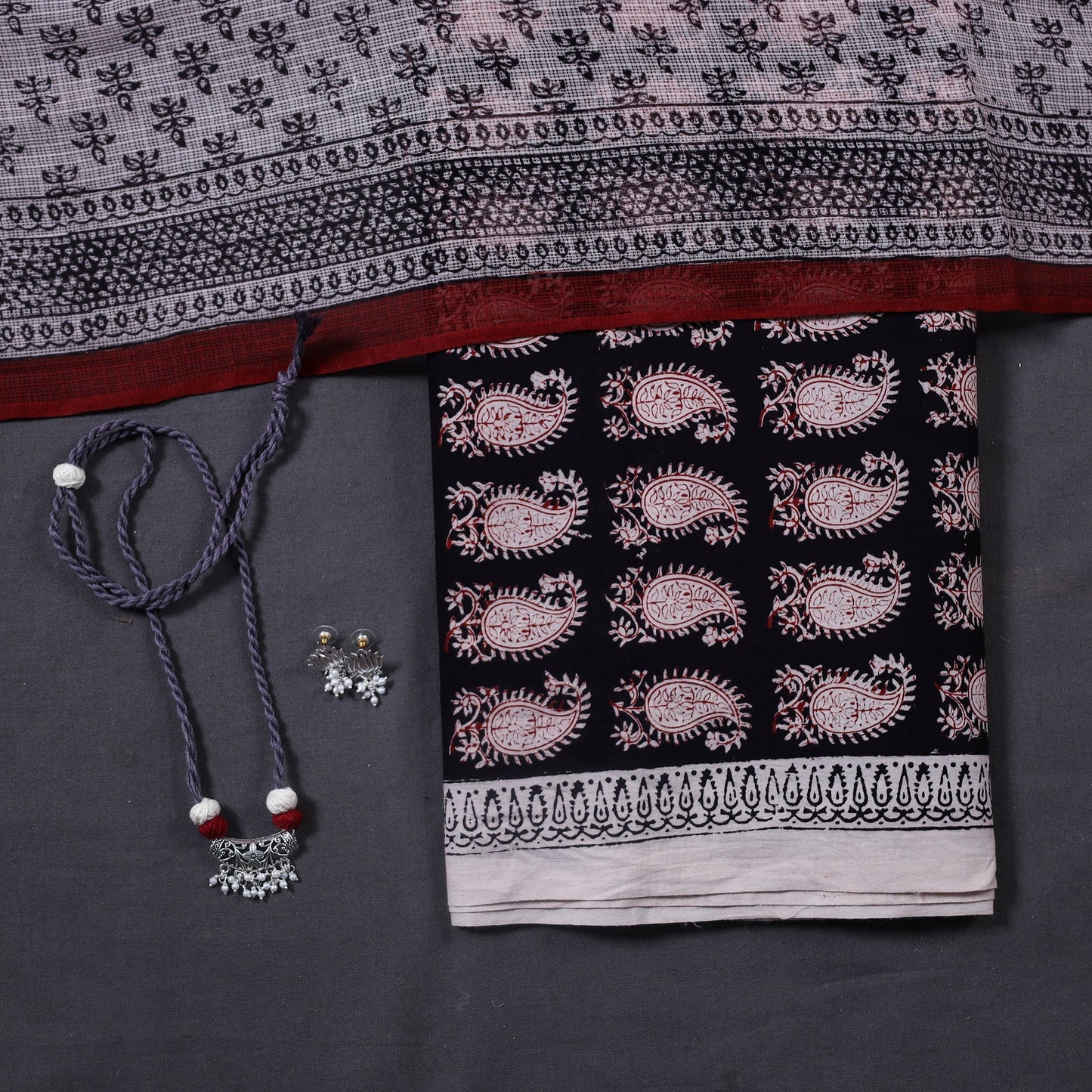 Black - 3pc cotton bagh unstitched dress material