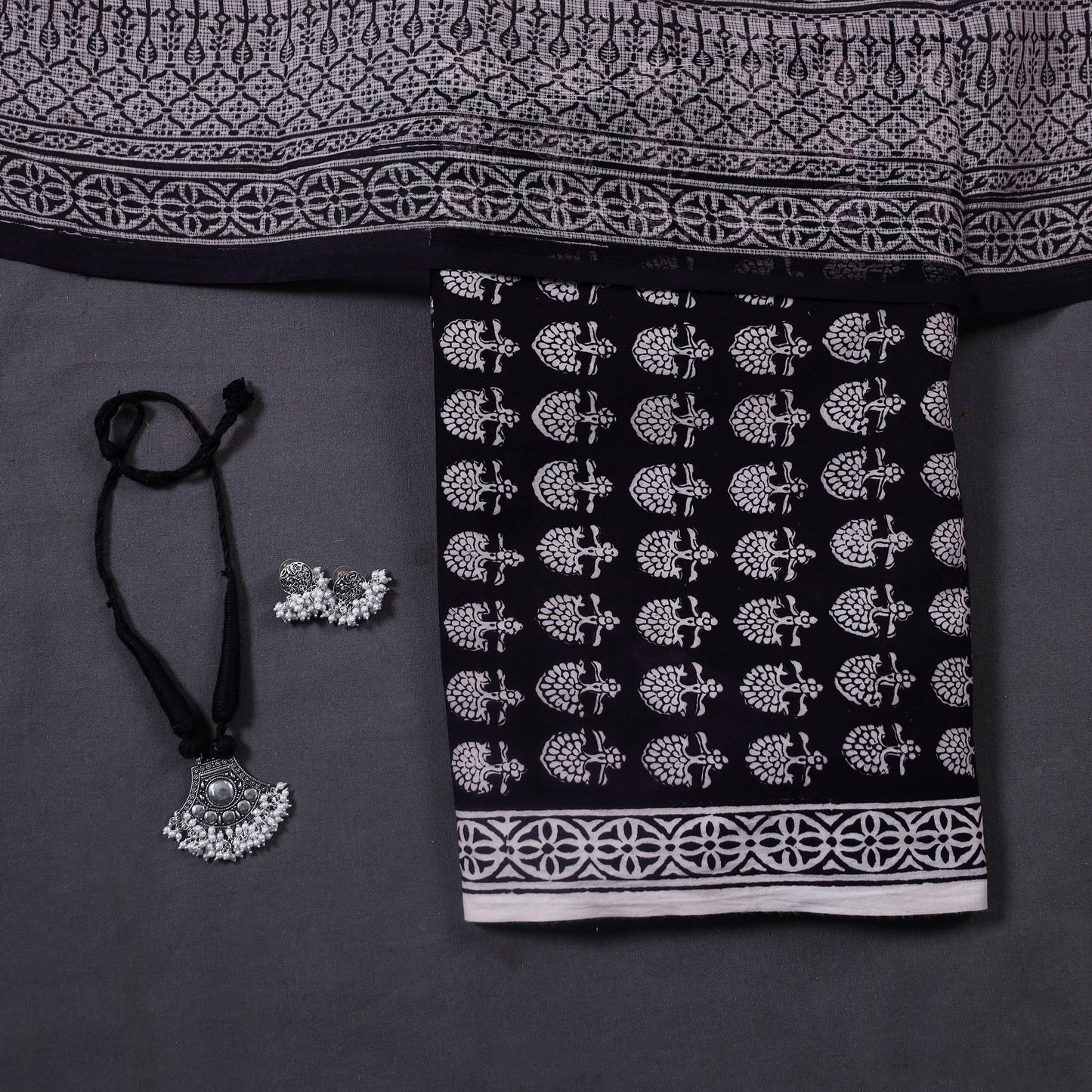 Black - 3pc cotton bagh unstitched dress material