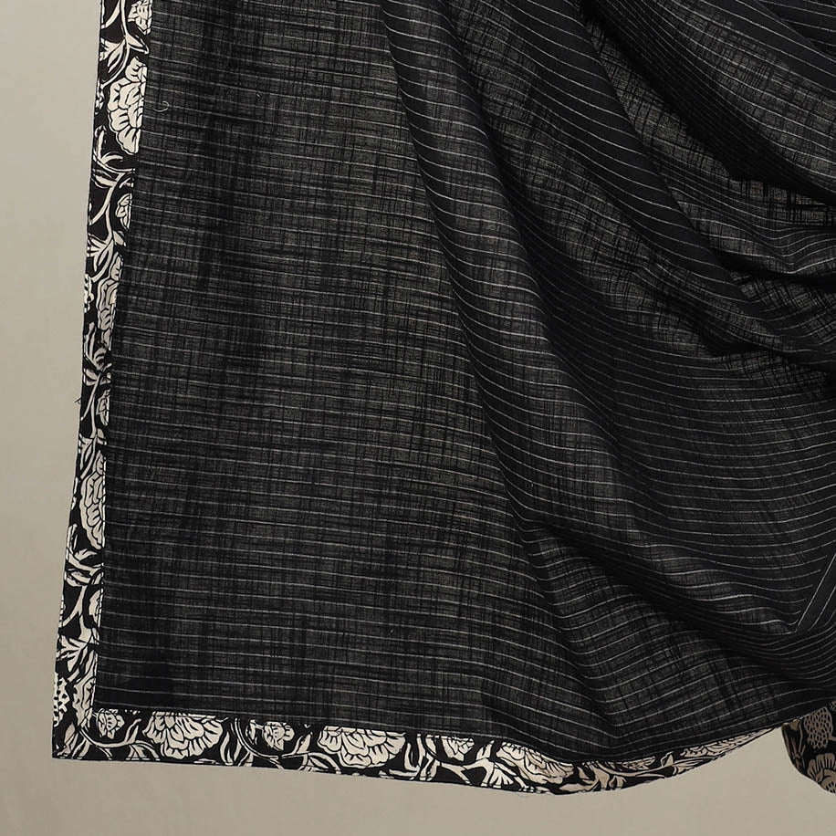 Black 3pc Cotton Jahota Print Kurta with Jacquard Dupatta