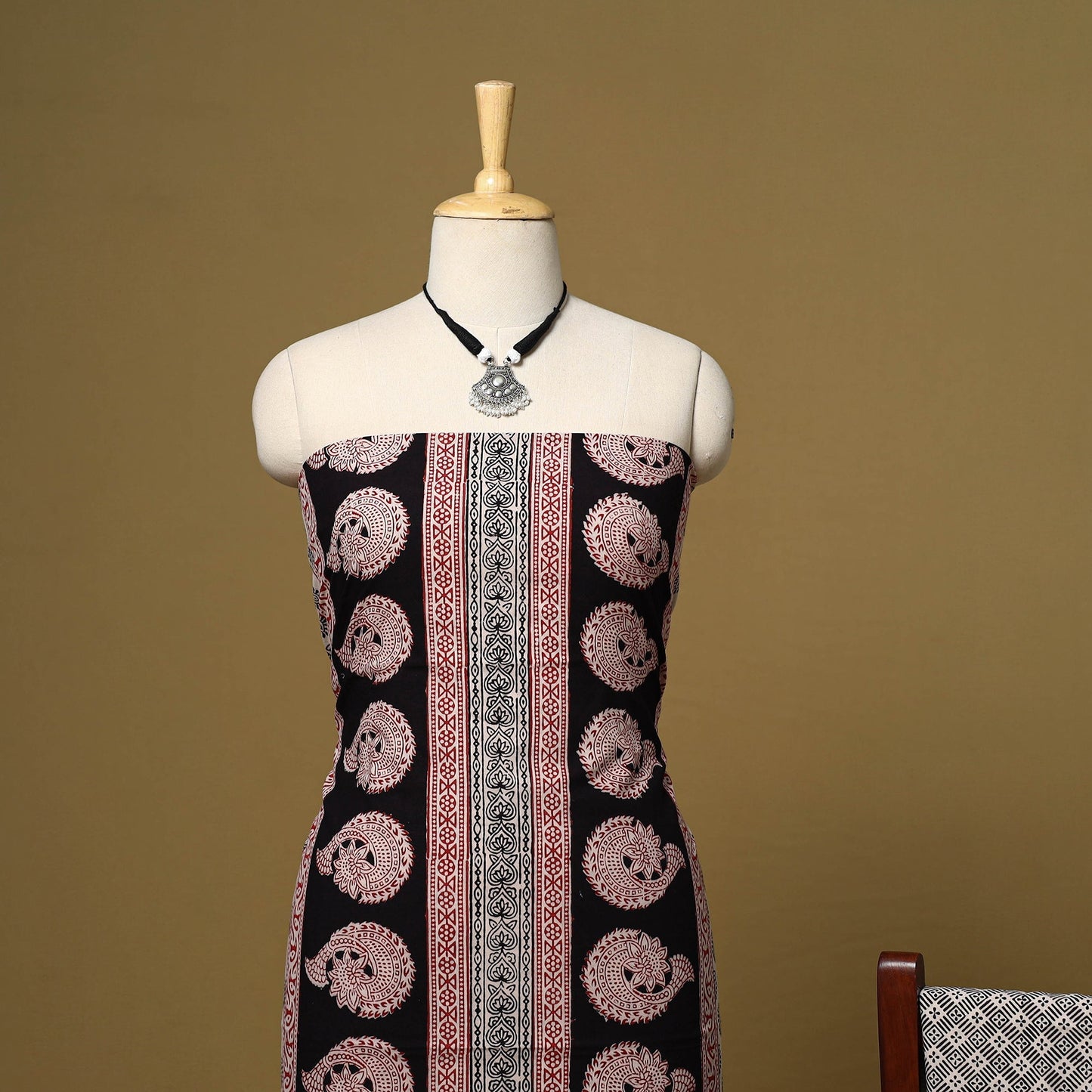 Black - 3pc cotton unstitched bagh dress material