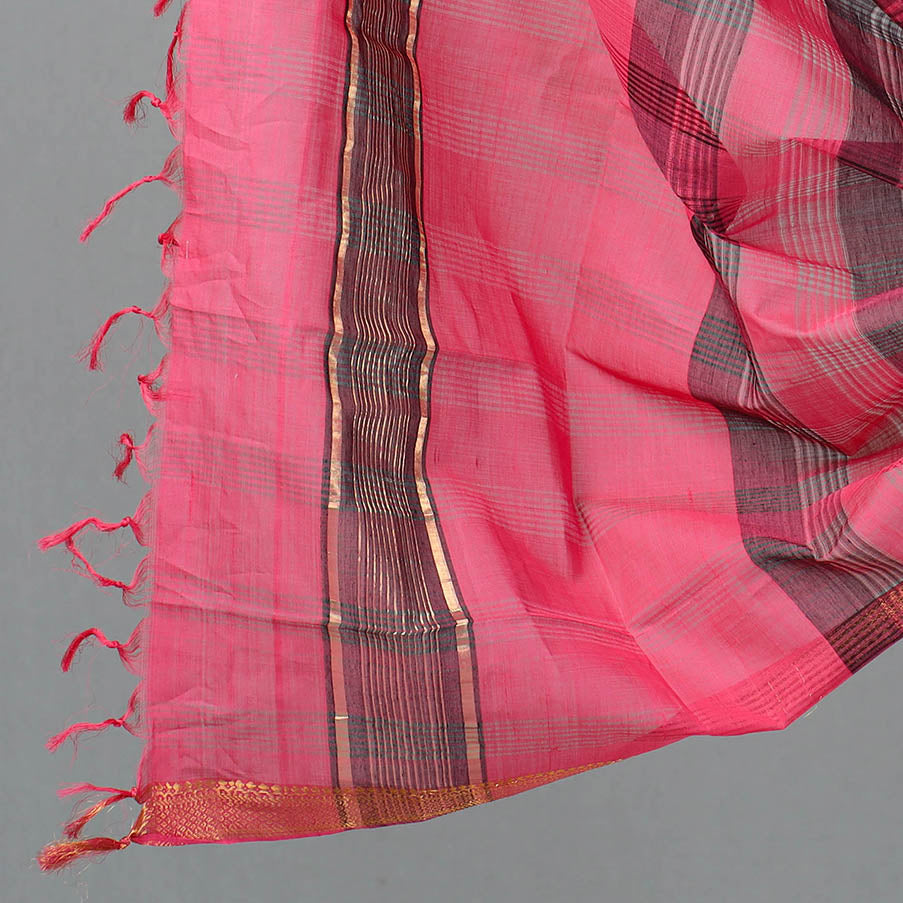 Black 3pc Handloom Cotton Mangalagiri Dress Material