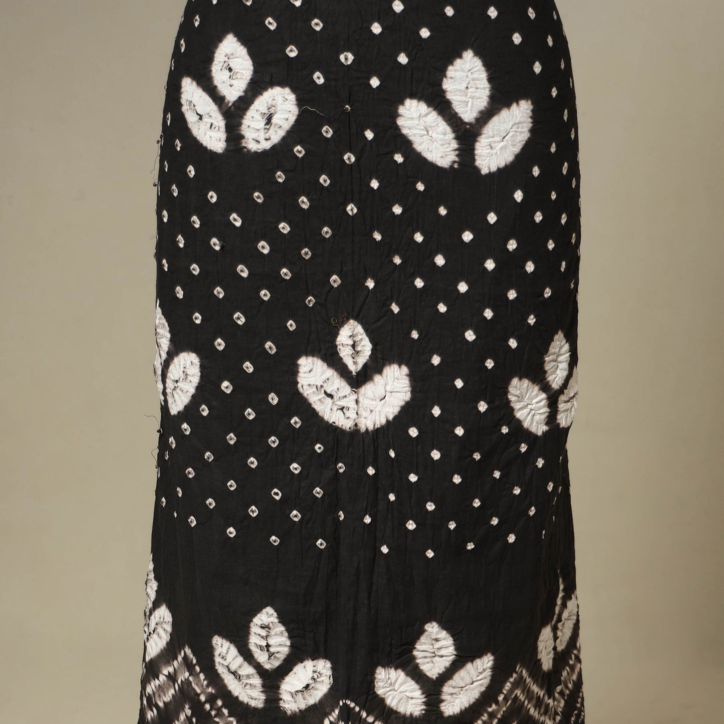 Black - 3pc kutch tie-dye satin cotton unstitched bandhani