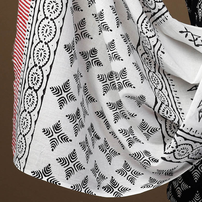 Buy Black 3pc Sanganeri Block Print Cotton Dress Material