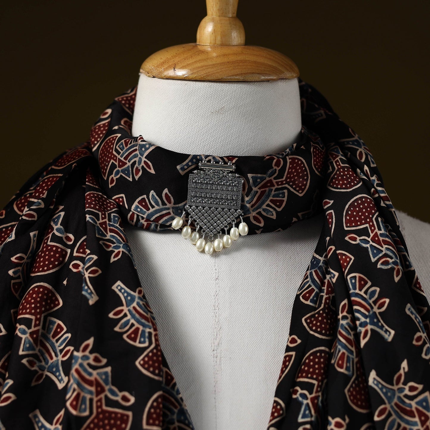 Modal silk pendant necklace scarf 31 - handcrafted