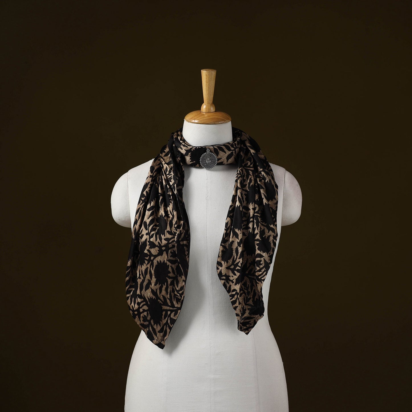 Modal silk pendant necklace scarf 45 - handcrafted