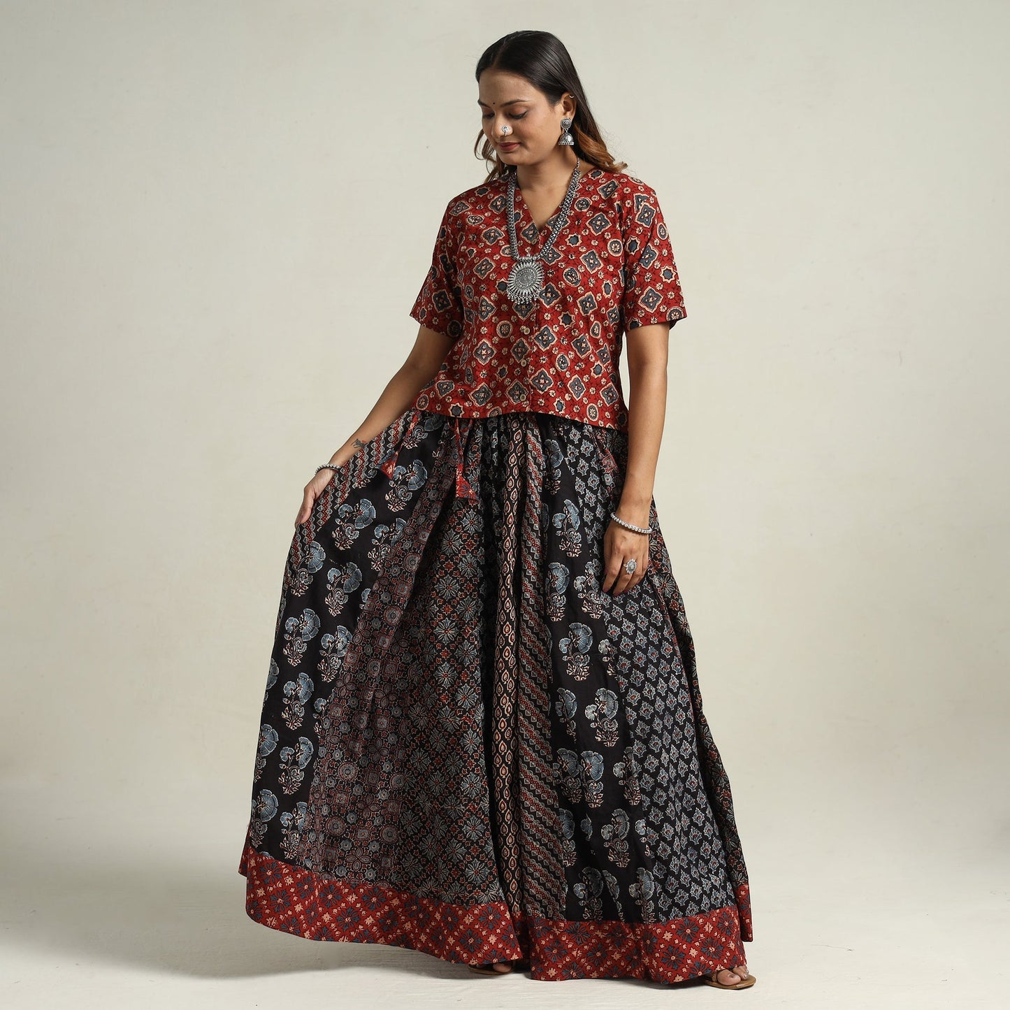 Ajrakh Patchwork Skirt