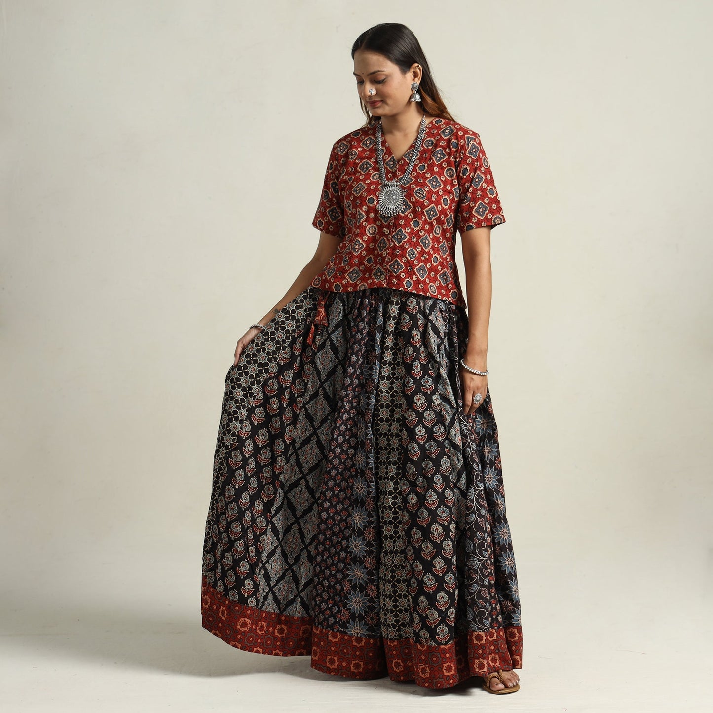 Ajrakh Patchwork Skirt
