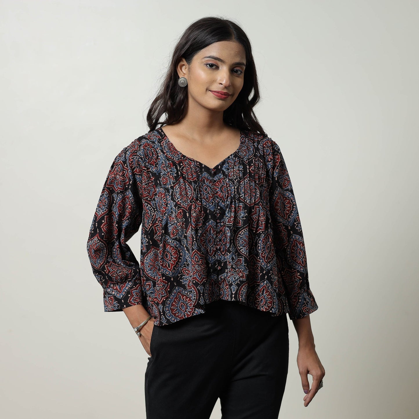 Ajrakh Cotton Crop Top | Handcrafted Elegance