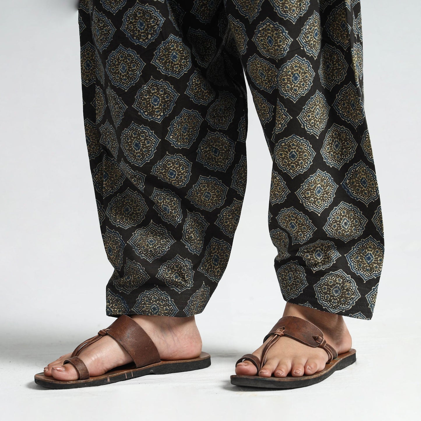 Buy Ajrakh Block Printed Cotton Elasticated Salwar 07 Online at iTokri.com