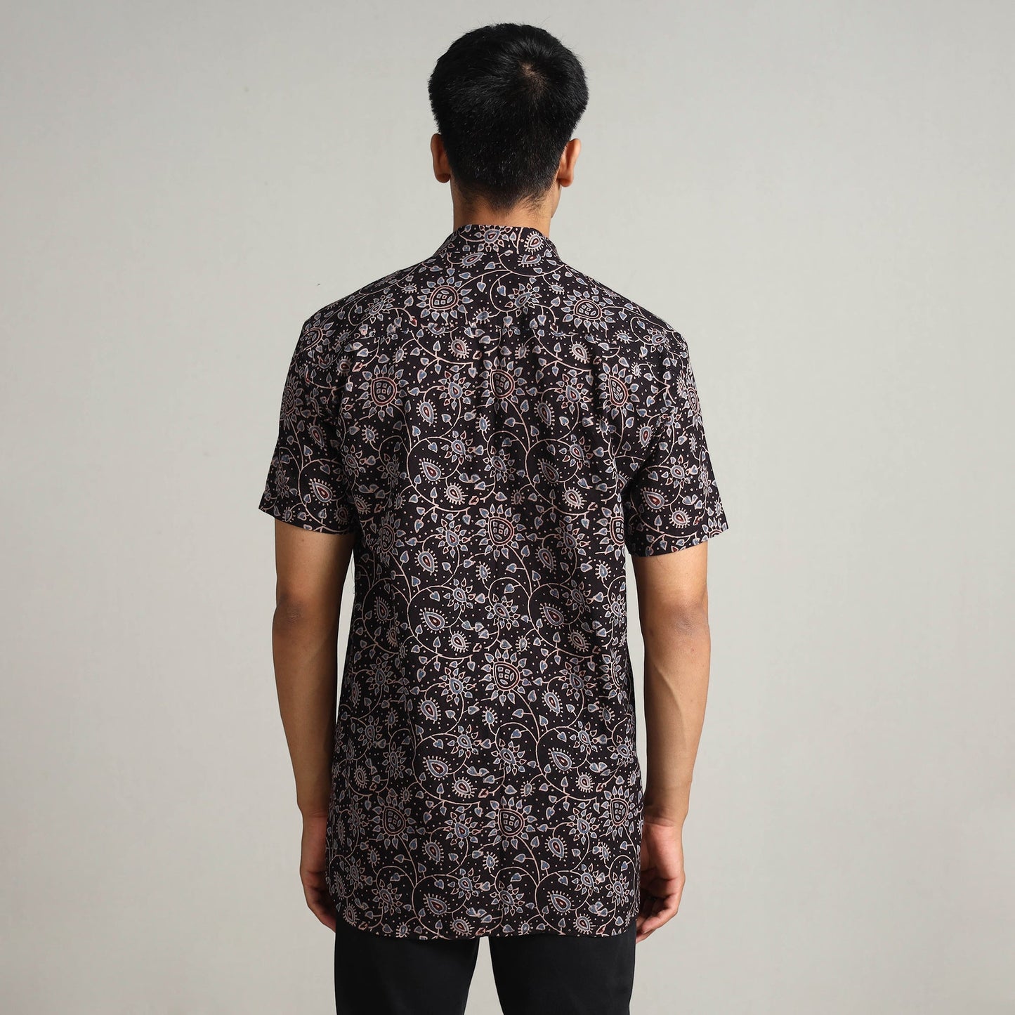 Buy Ajrakh Block Printed Cotton Men Half Sleeve Shirt 01 Online at iTokri.com