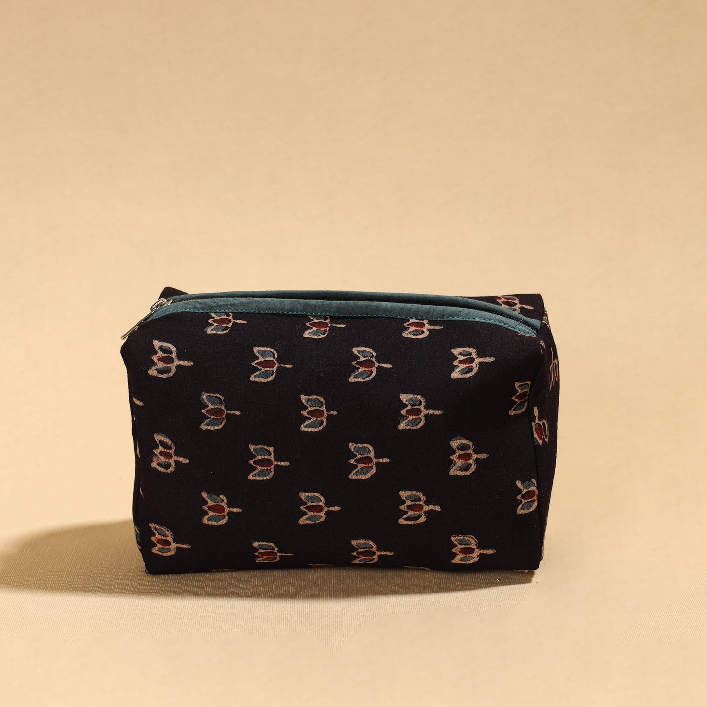 Ajrakh Block Printed Cotton Toiletry Pouch 02