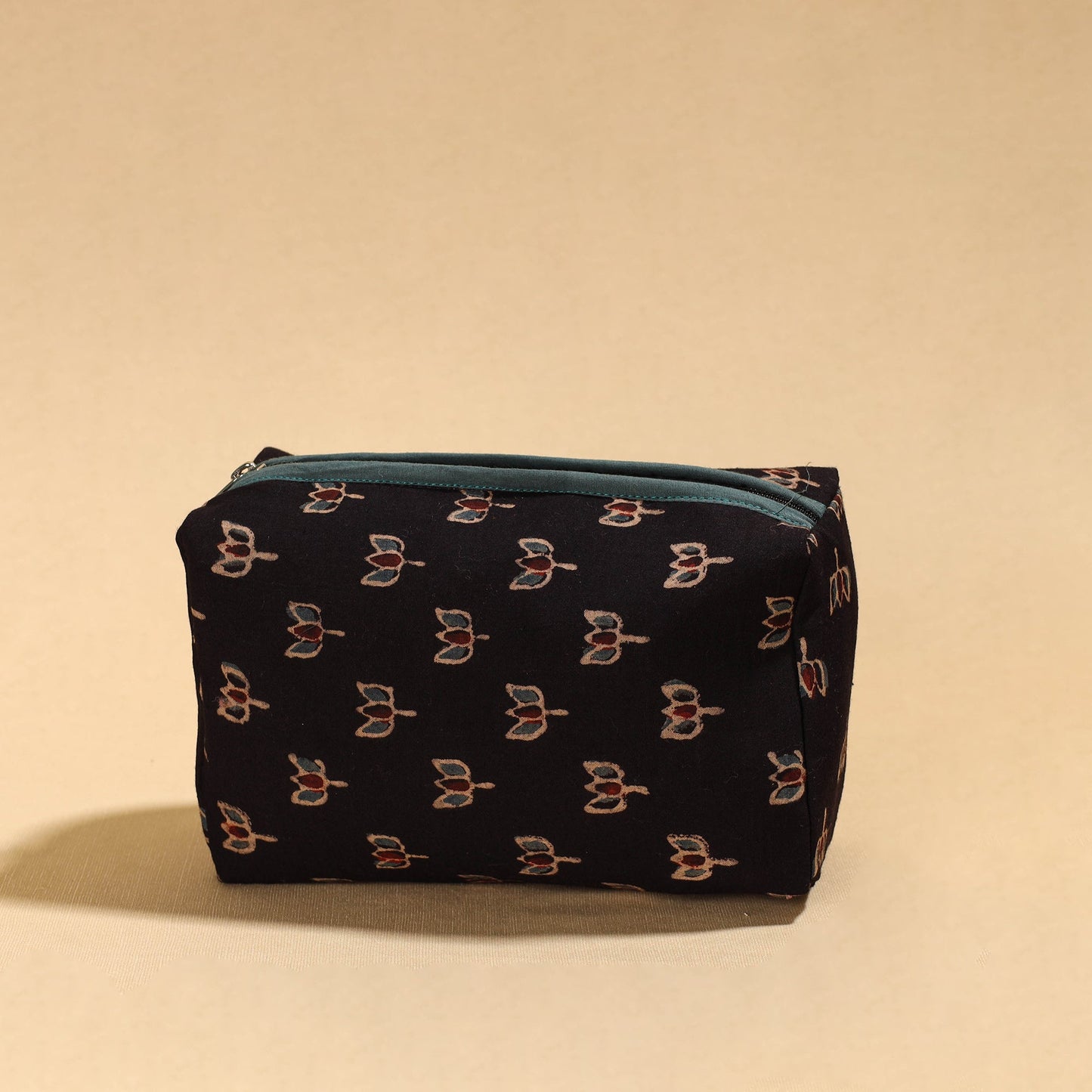 Ajrakh Block Printed Cotton Toiletry Pouch 02
